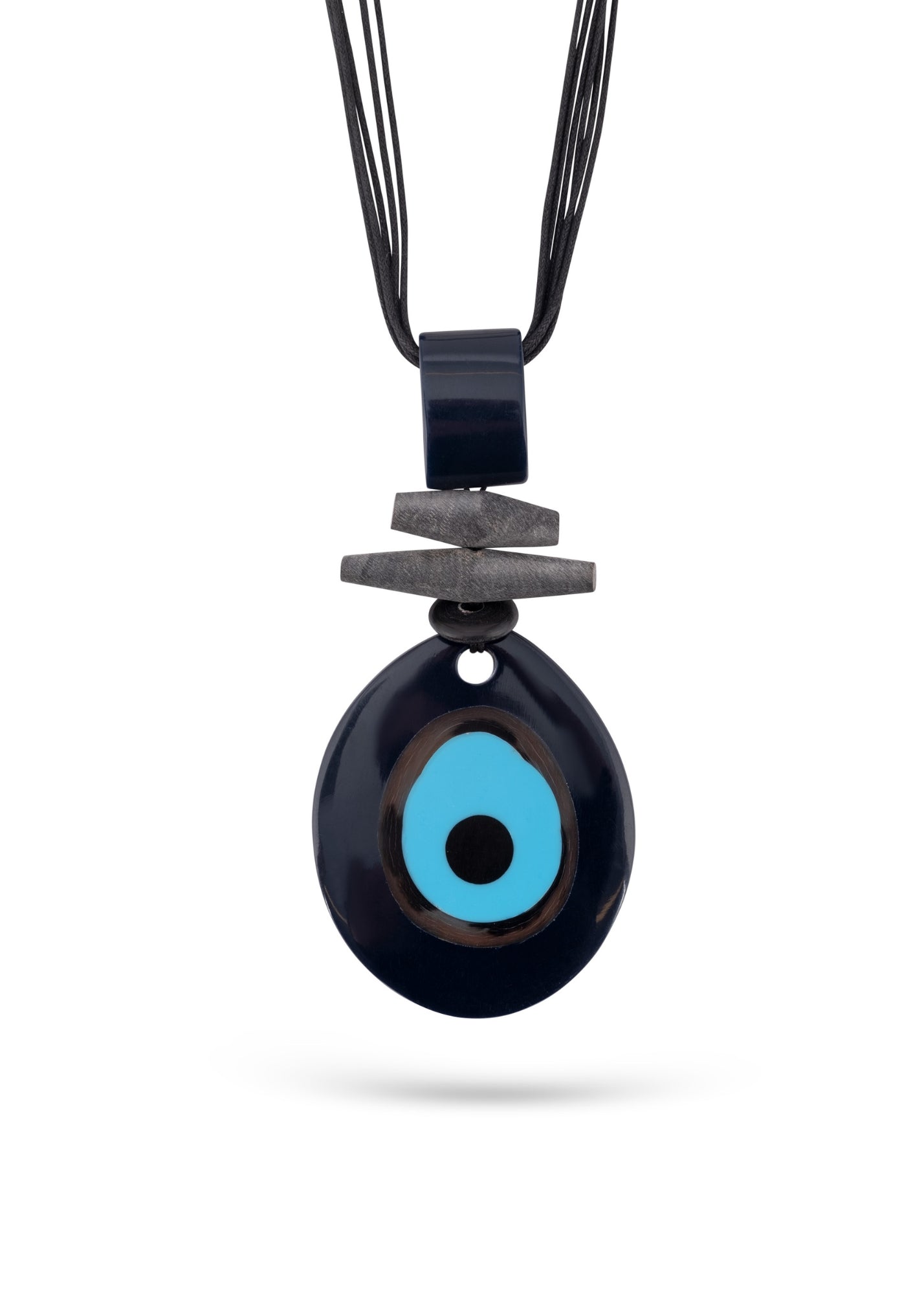 Dark blue resin eye oval necklace