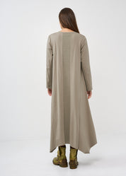 Long sleeve dress with gray ribbing