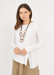 White cut and long sleeve shirt