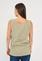 Undershirt base T sewing forward left side long light green