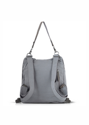 Gray Leather Clasp Back Canvas Bag