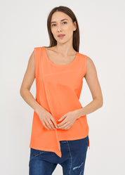 Undershirt base T sewing forward left side long orange