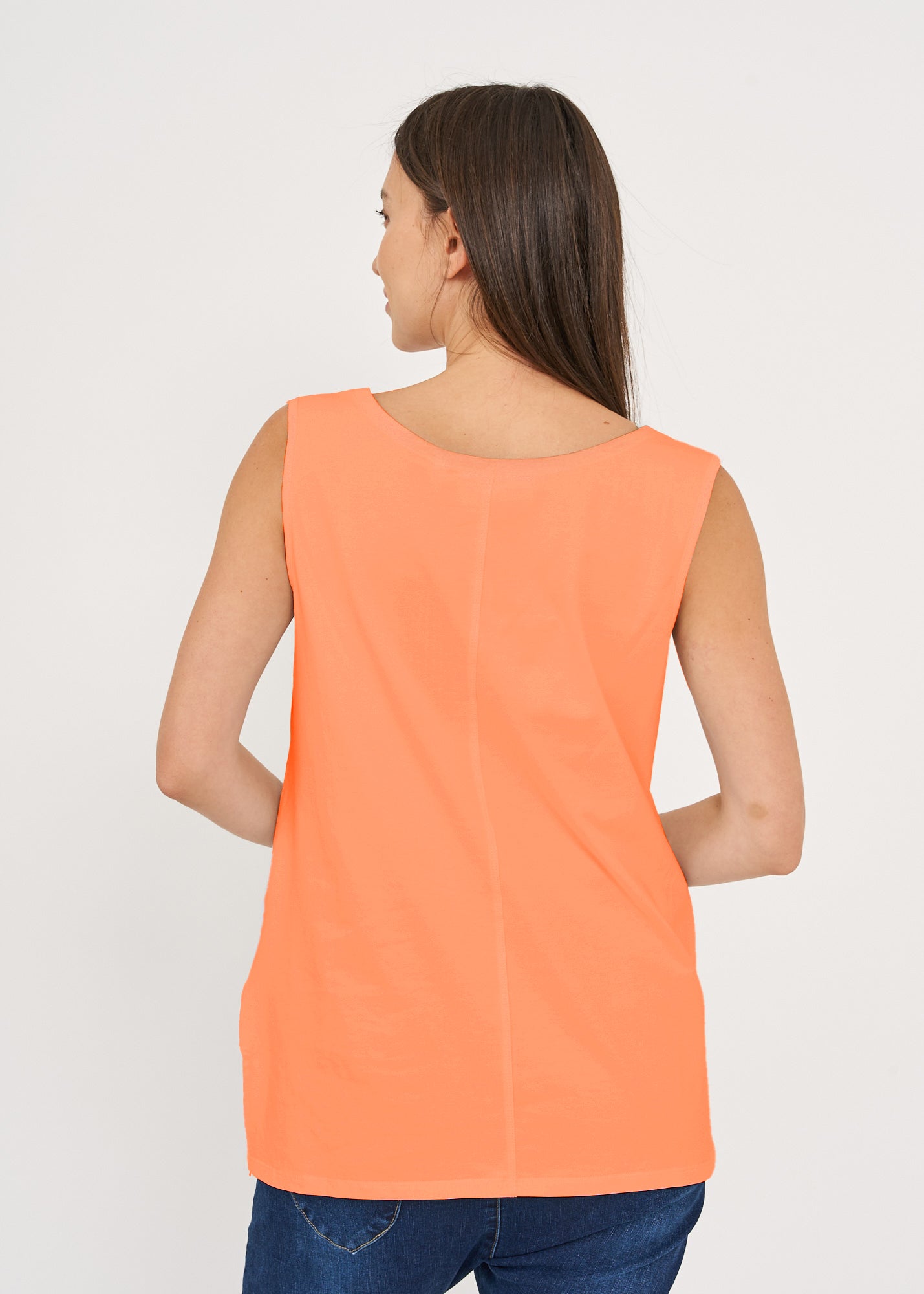 Undershirt base T sewing forward left side long orange