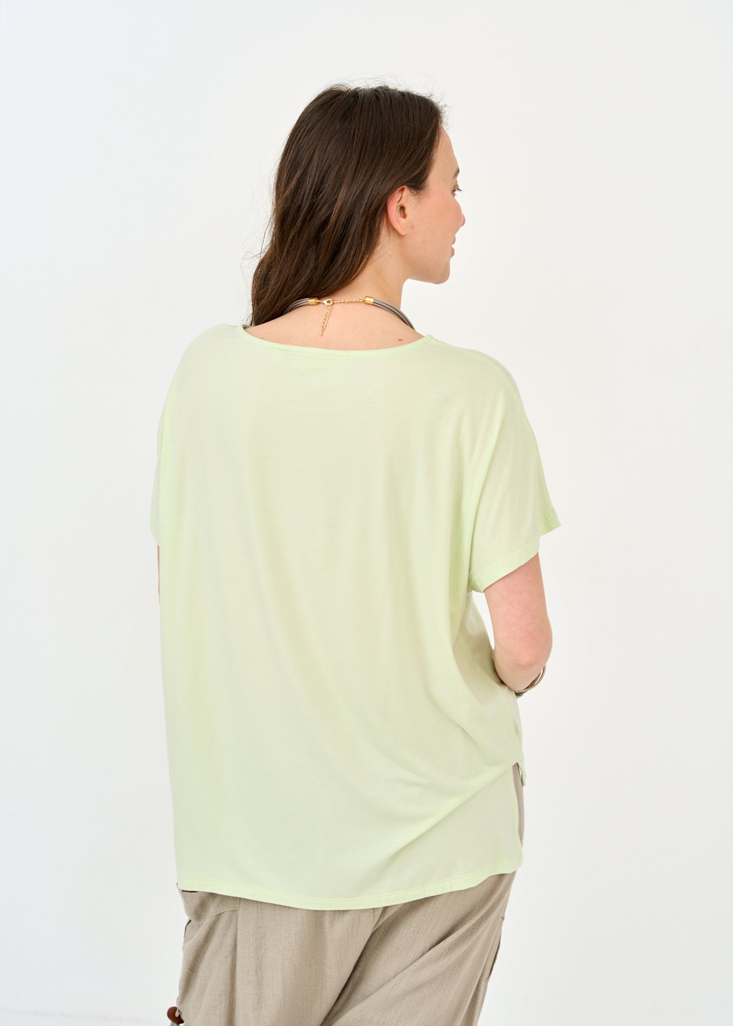 חולצה קצרה שרוול קימונו ירוק בהיר