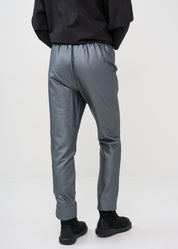 Dark gray faux leather straight pocket boy pants