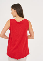 Red long back triangle top