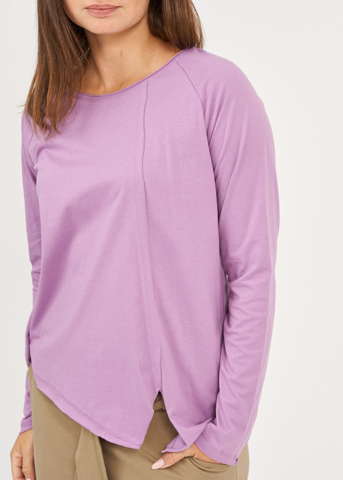 Purple cut long sleeve shirt