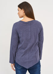 Dark blue long sleeve triangular ending t-shirt