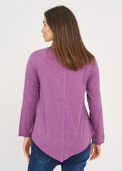 Purple long sleeve triangle ending t-shirt