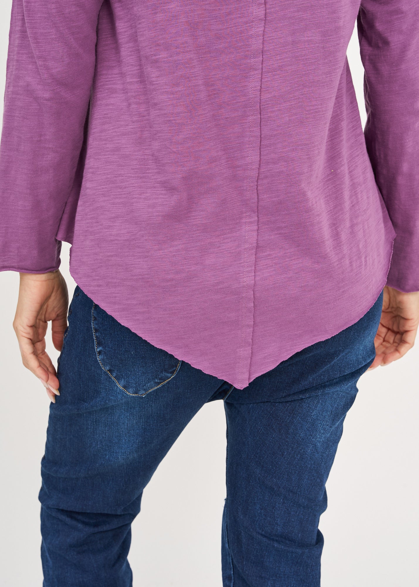 Purple long sleeve triangle ending t-shirt