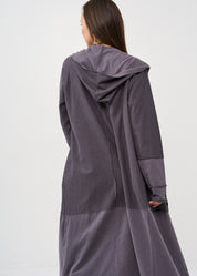 Long top in reverse fabric combination, dark gray