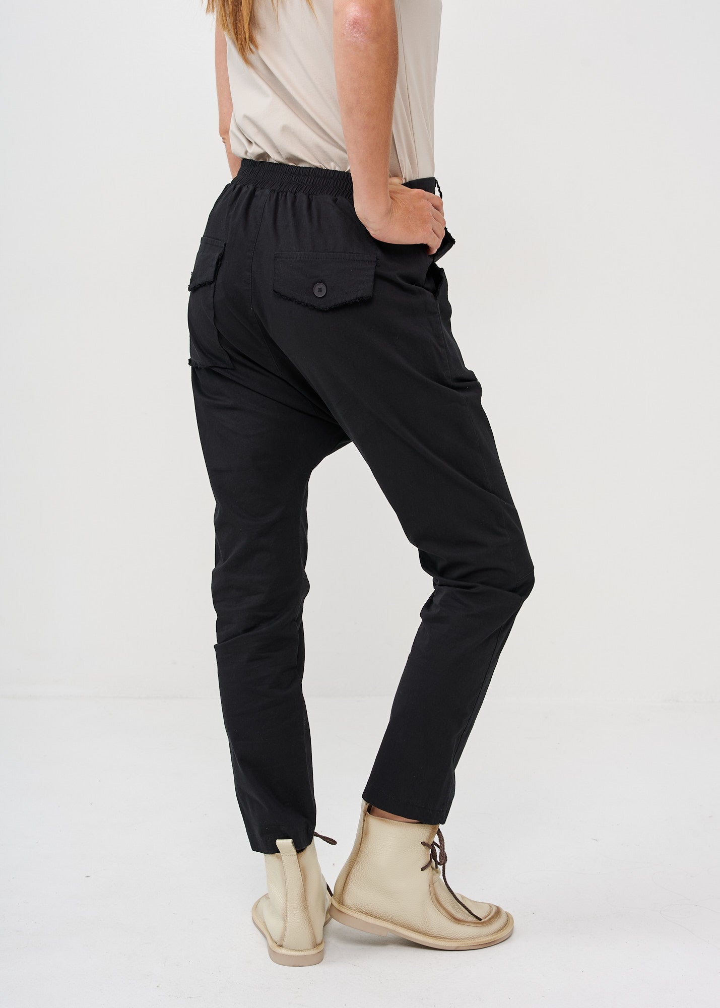 Boy long pants with back pockets black