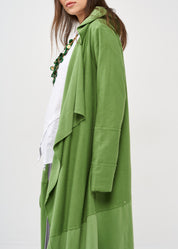 Long top in green reverse fabric combination