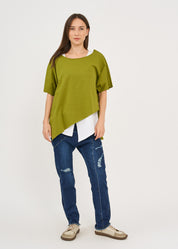 Green short sleeve oversized bat shirt