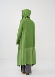 Long top in green reverse fabric combination