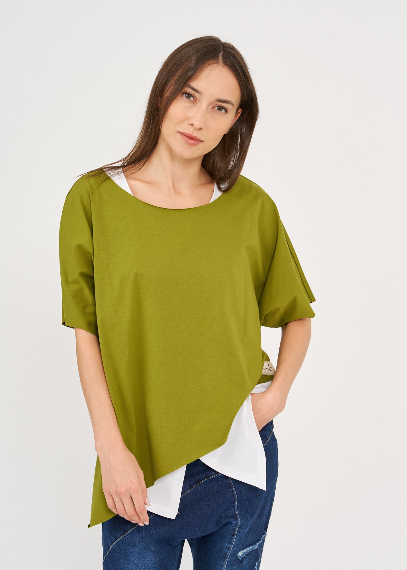 Green short sleeve oversized bat shirt