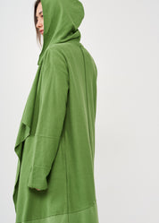 Long top in green reverse fabric combination