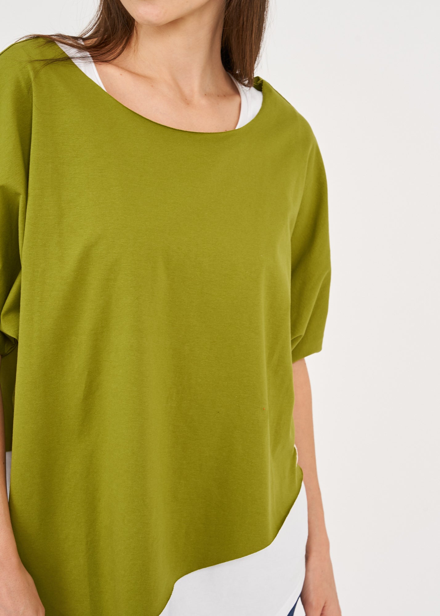 Green short sleeve oversized bat shirt