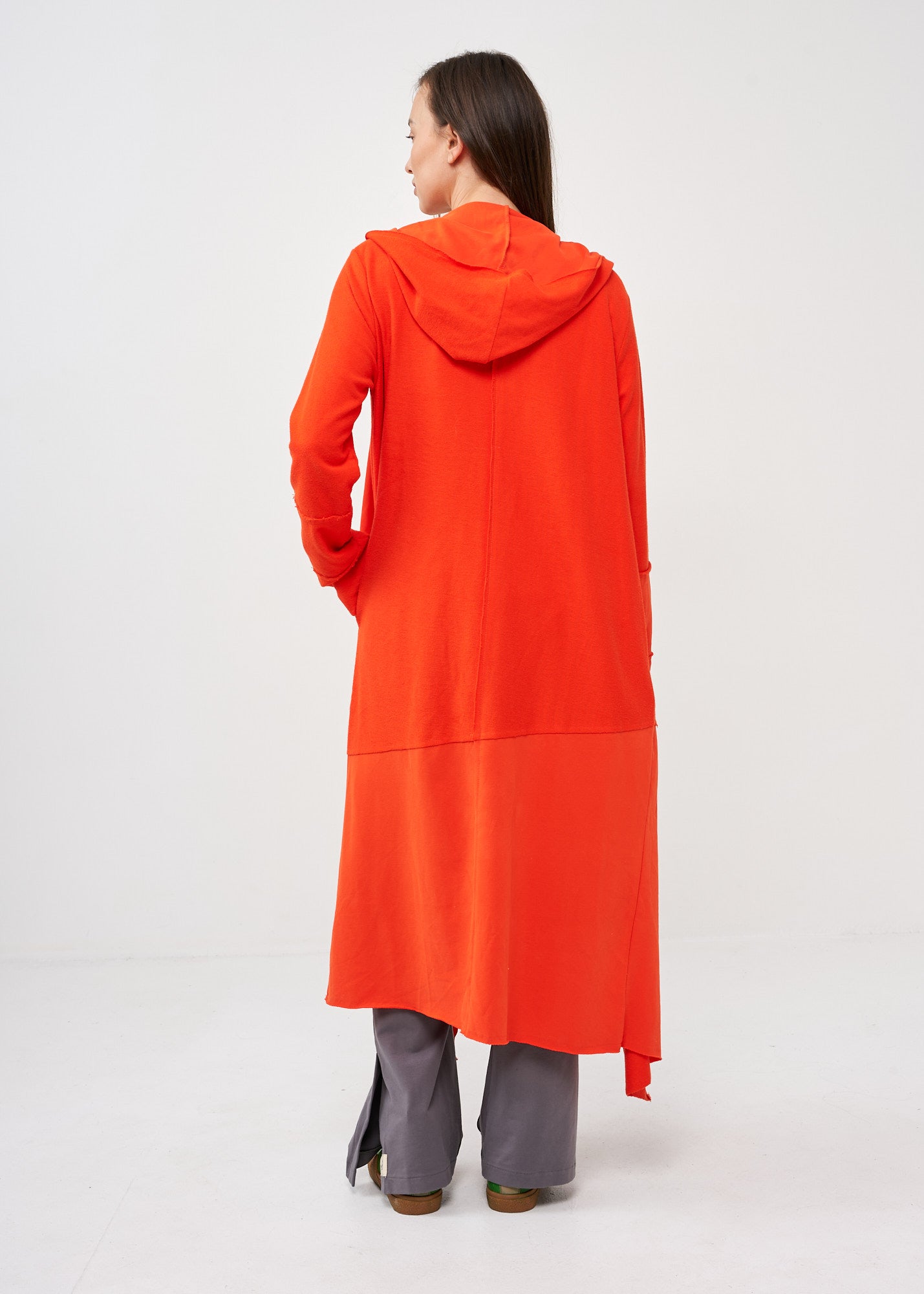 Long top in reverse orange fabric combination