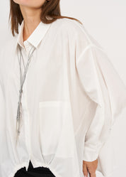 White drawstring button down shirt