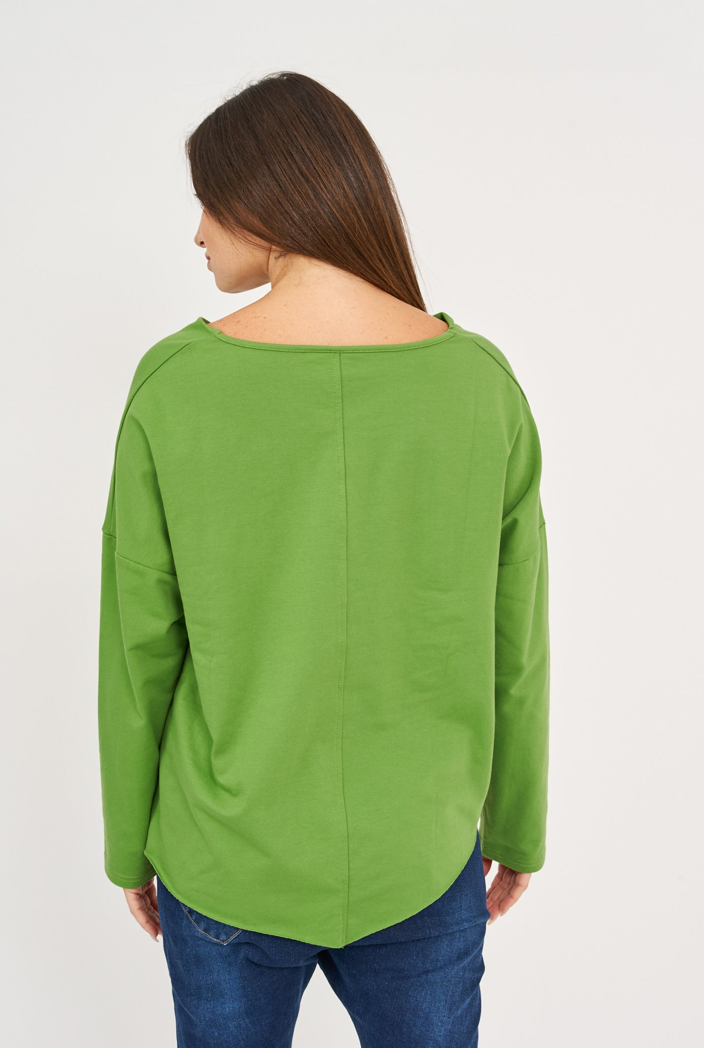 Green triangle collar long sleeve shirt