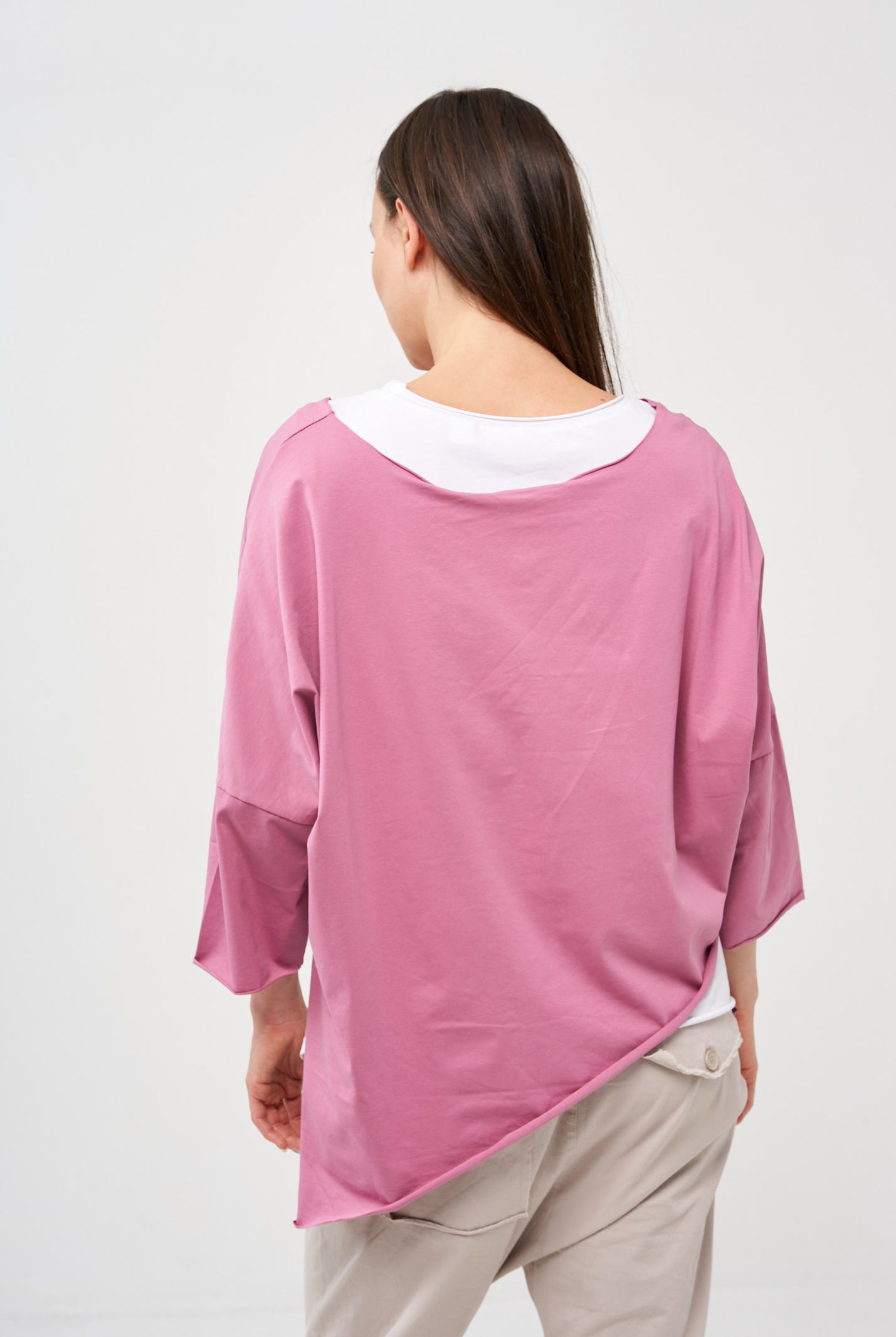 Oversized 3/4 sleeve pink bat shirt