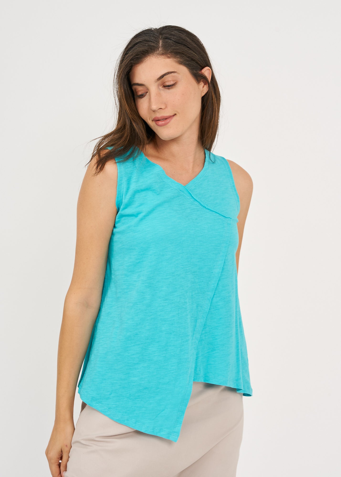 Turquoise V-neck slav tank top 