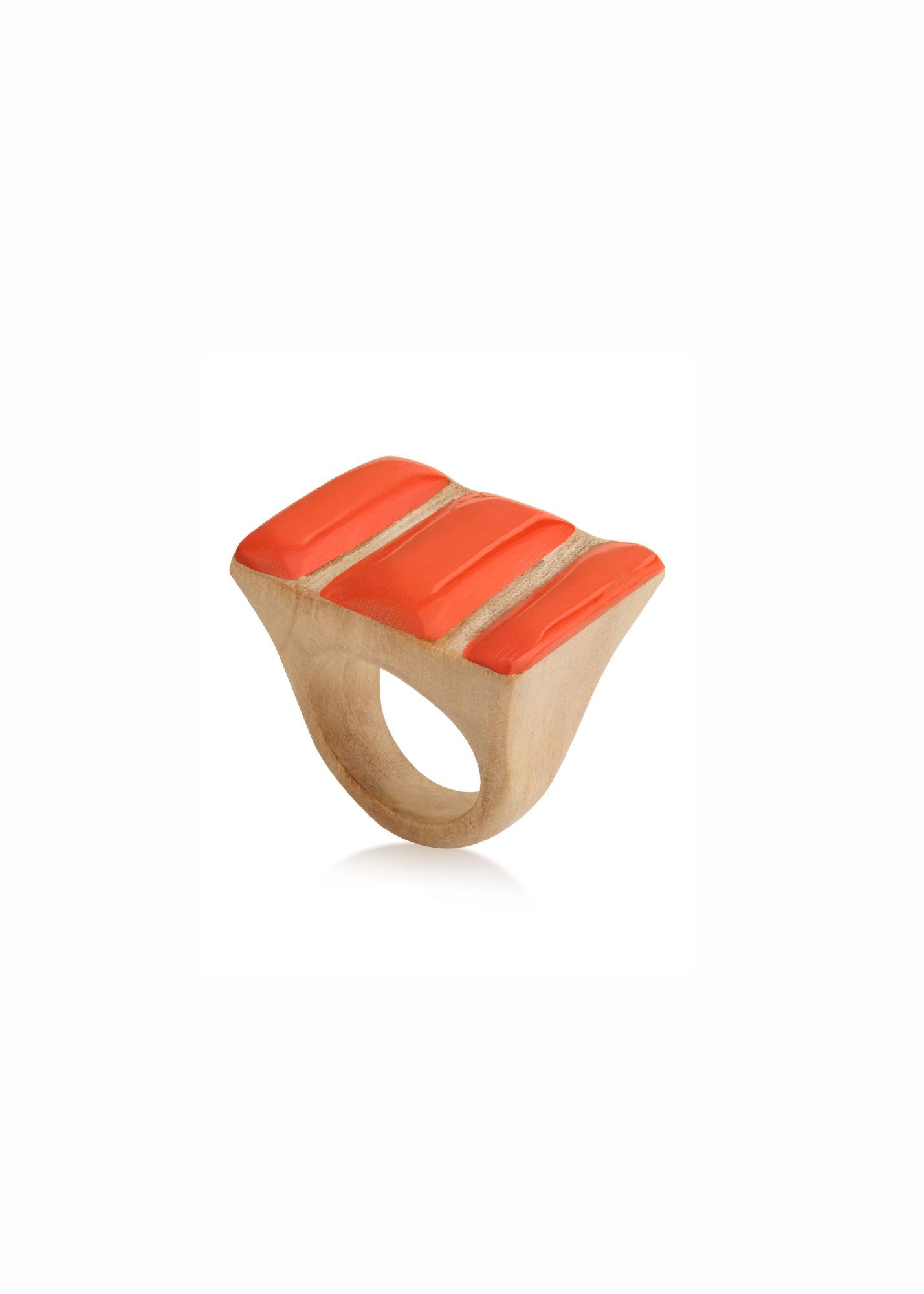 Rectangular ring painted 3 stripes orange