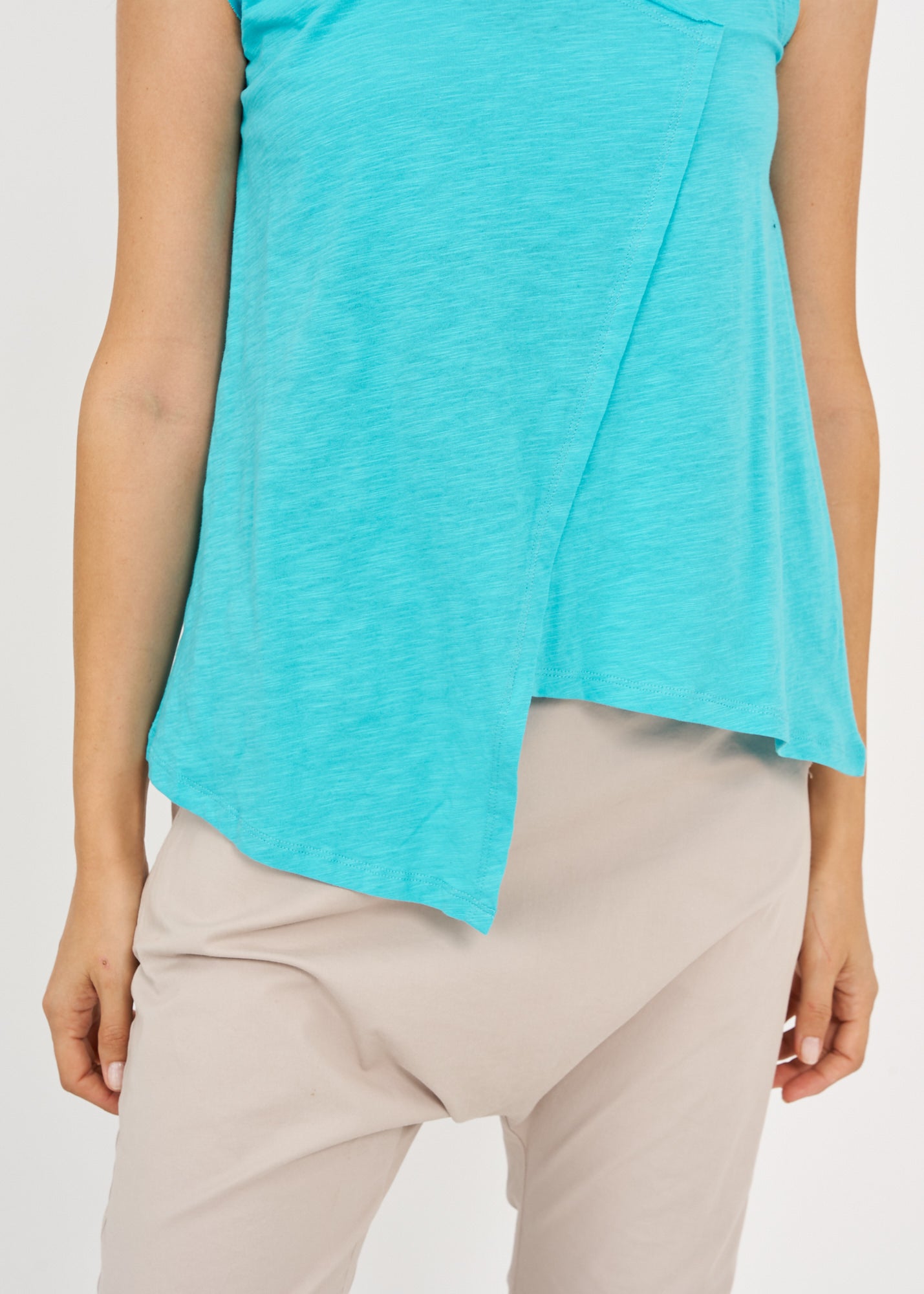 Turquoise V-neck slav tank top 