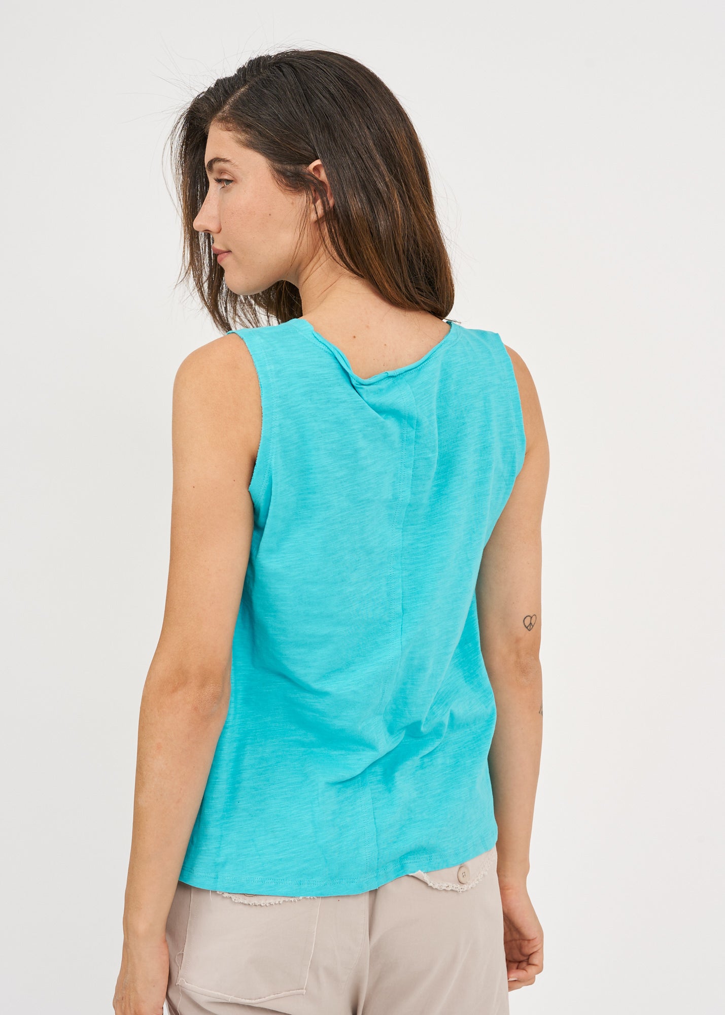 Turquoise V-neck slav tank top 