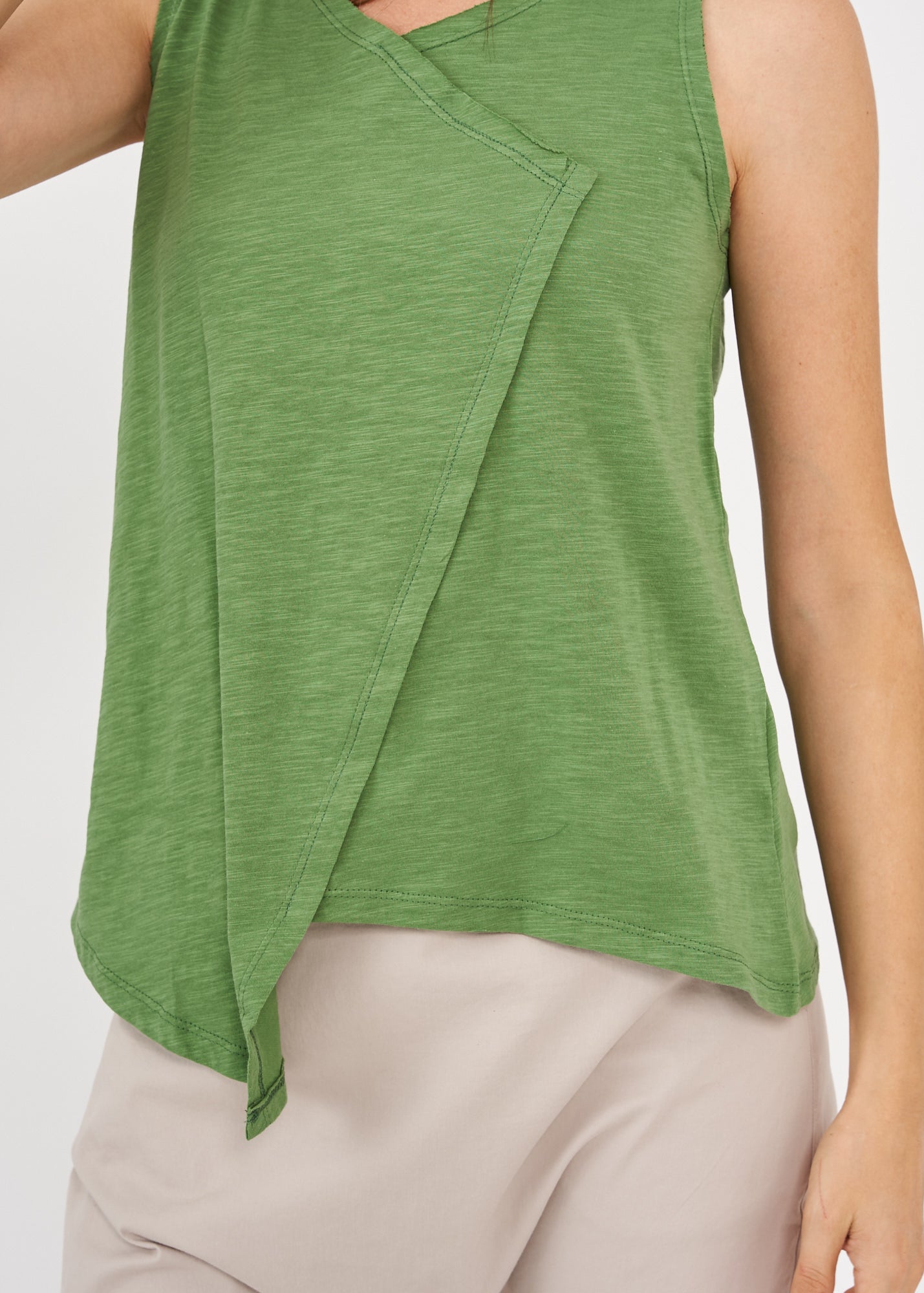 Green v-neck slav tank top 