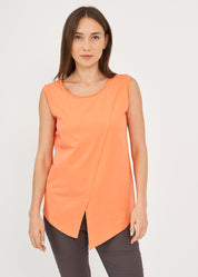 Orange top with diagonal stitching