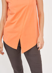 Orange top with diagonal stitching