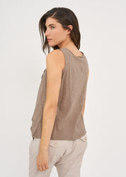 Brown V-neck slav tank top 