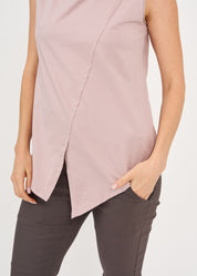 Pink lace stitched diagonal top