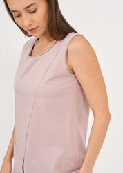 Pink lace stitched diagonal top