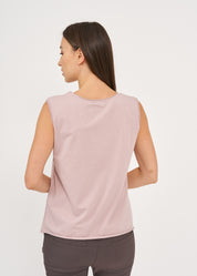 Pink lace stitched diagonal top