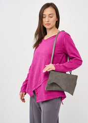 Purple long sleeve V-neck asymmetric shirt