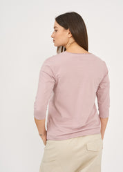 Diagonal stitching ends pink 3/4 sleeve