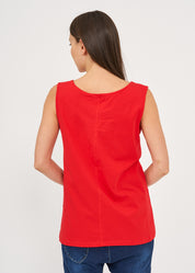 Undershirt base seam T forward left side long red