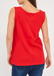 Undershirt base seam T forward left side long red