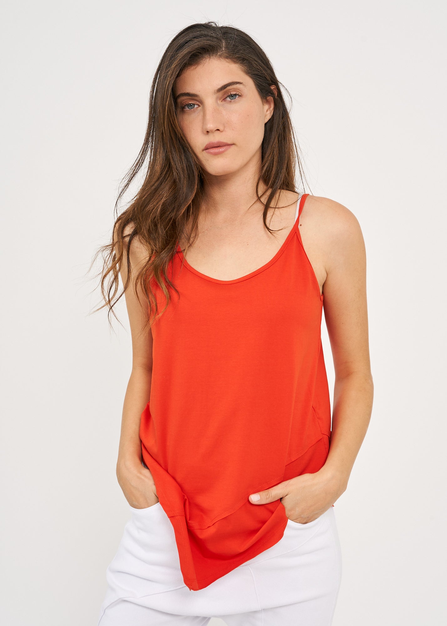 Orange Spaghetti Tank Top