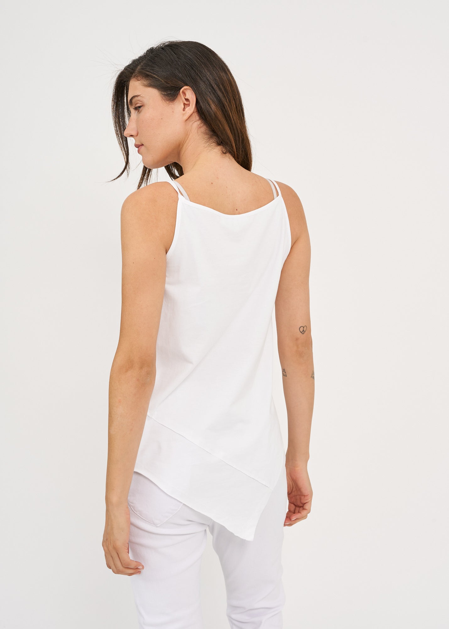 Spaghetti front white tank top 