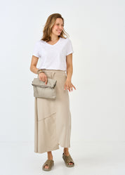 Franz Terry skirt asymmetric cuts Stone