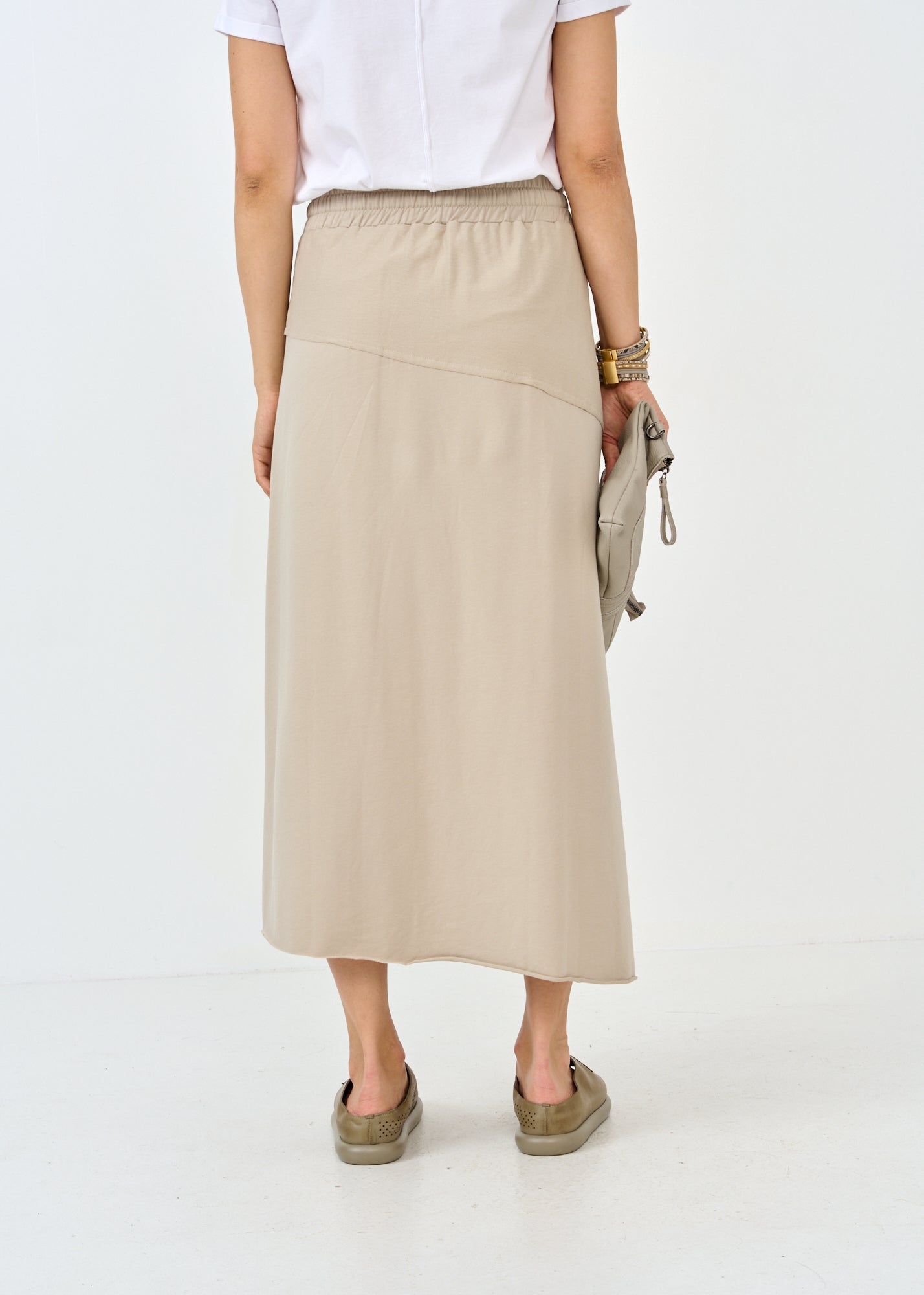 Franz Terry skirt asymmetric cuts Stone