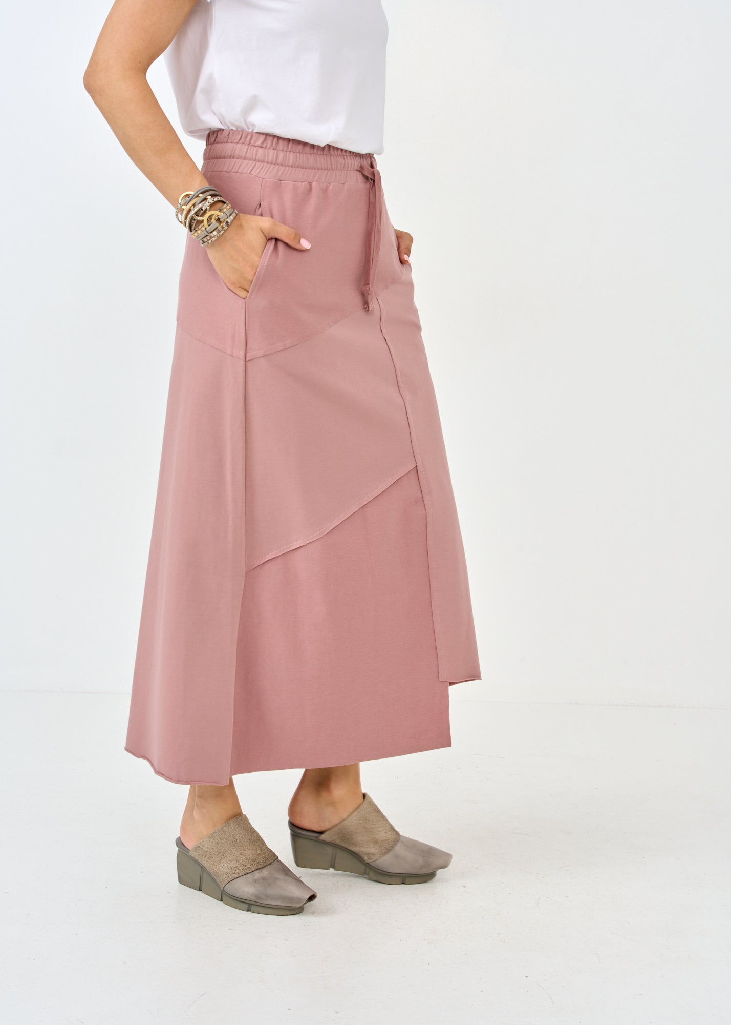 Franz Terry pink asymmetric cut skirt