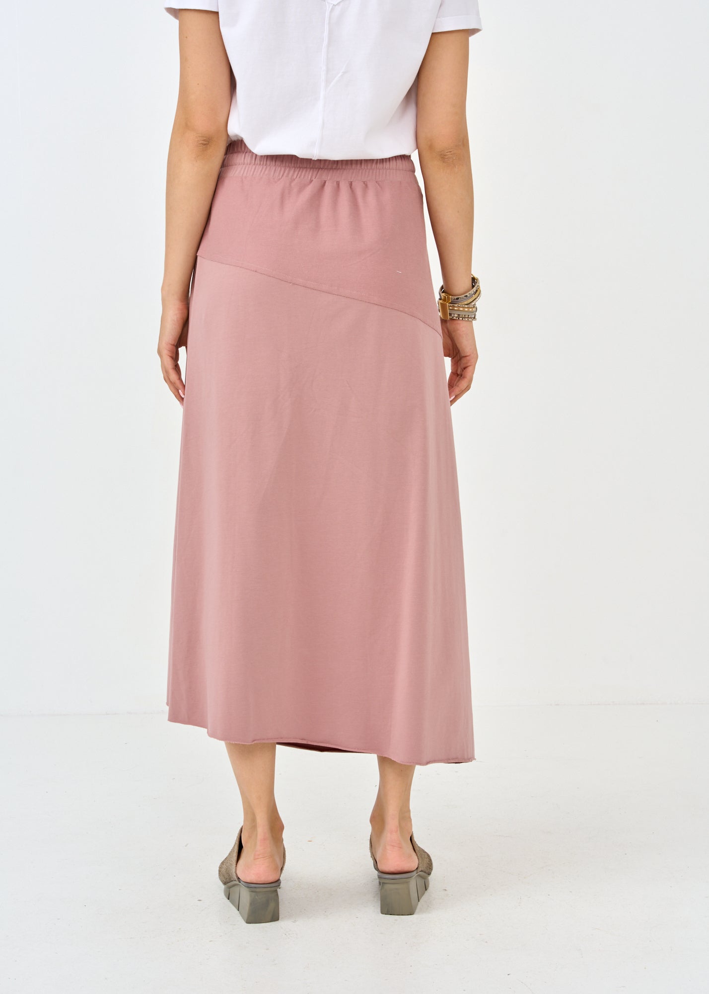 Franz Terry pink asymmetric cut skirt