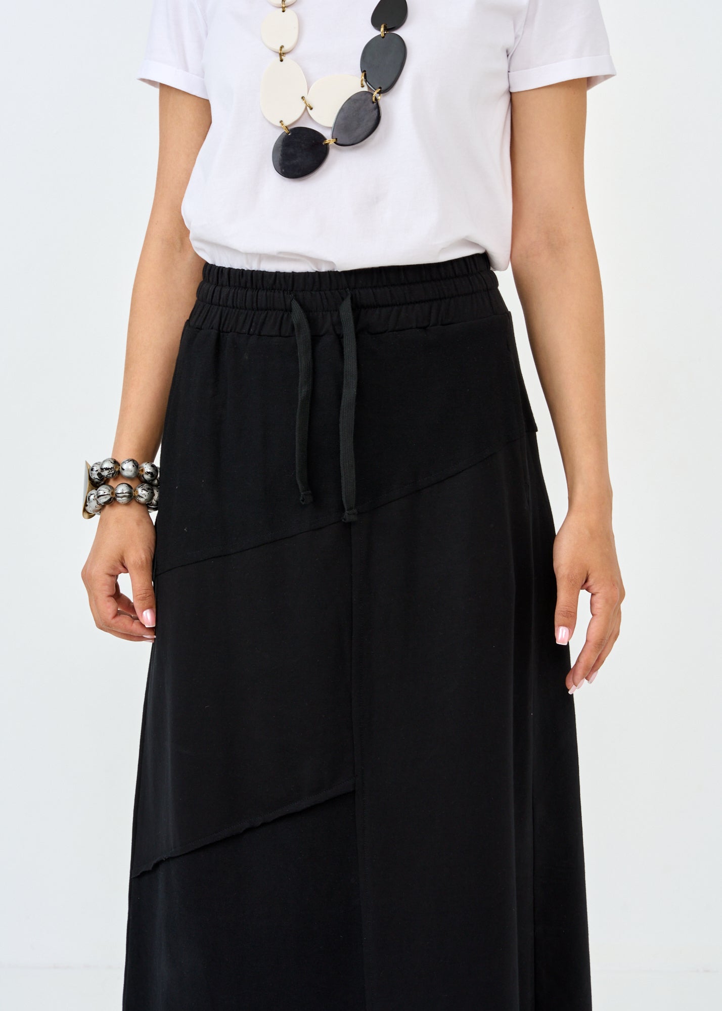 Franz Terry skirt asymmetric cuts black