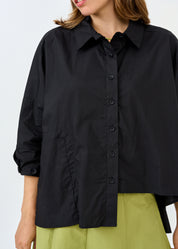 Short 3/4 buttoned shirt right pocket black