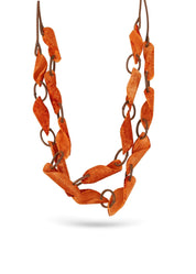 A chain of shells on an orange rope